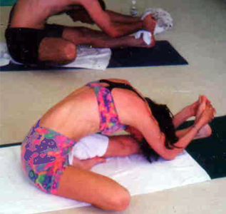 Sophie Phelps practicing Bikram yoga